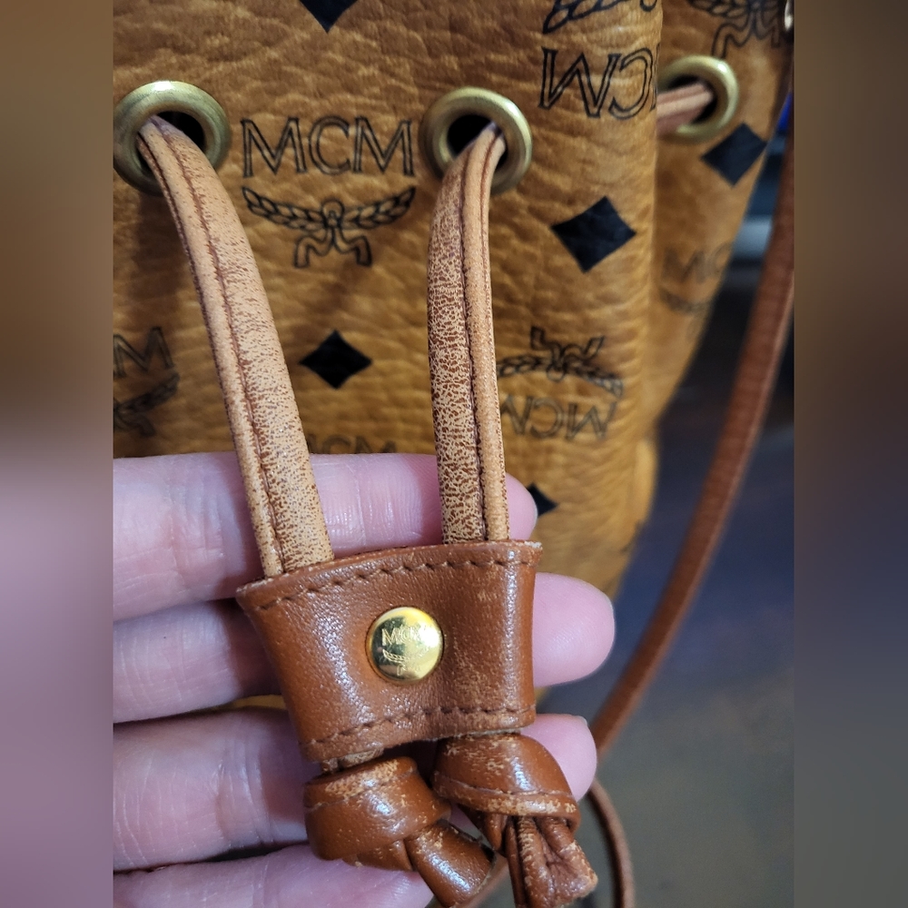 Authentic Mcm Drawstring Visetos Bucket Bag - image 4